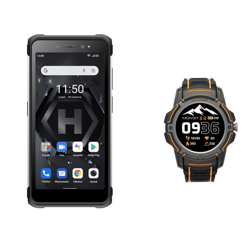 Smartfon Hammer Iron 4 black + Hammer Watch plus